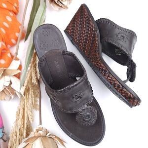 Jack Rogers Brown Leather Wedges Sz 6½m